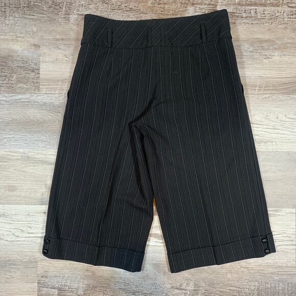 Vintage Y2K Stripe Wide Leg Knee Length Dress Work Shorts Size 6 - Picture 3 of 8